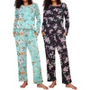 Ekouaer Women’s 2 Pack Pajama Sets Long Sleeve Lounge Set Soft Comfy Pjs(Green Flower/Black Flower)