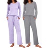 Ekouaer Women’s 2 Pack Pajama Sets Long Sleeve Lounge Set Soft Comfy Pjs(Lilac Dots/Gray Stripe)