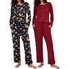 Ekouaer Women’s 2 Pack Pajama Sets Long Sleeve Lounge Set Soft Comfy Pjs(Wine Red/Black Flower)