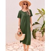 Ekouaer Long Nightgowns for Women Bamboo Viscose Short Sleeve House Dresses(Army Green)