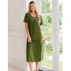 Ekouaer Long Nightgowns for Women Bamboo Viscose Short Sleeve House Dresses(Army Green)