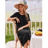 Ekouaer Long Nightgowns for Women Bamboo Viscose Short Sleeve House Dresses(Black)
