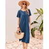 Ekouaer Long Nightgowns for Women Bamboo Viscose Short Sleeve House Dresses(Blue)