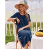Ekouaer Long Nightgowns for Women Bamboo Viscose Short Sleeve House Dresses(Blue)