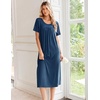 Ekouaer Long Nightgowns for Women Bamboo Viscose Short Sleeve House Dresses(Blue)