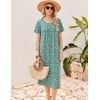 Ekouaer Long Nightgowns for Women Bamboo Viscose Short Sleeve House Dresses(Green White Florals)