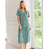 Ekouaer Long Nightgowns for Women Bamboo Viscose Short Sleeve House Dresses(Green White Florals)