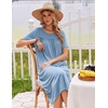 Ekouaer Long Nightgowns for Women Bamboo Viscose Short Sleeve House Dresses(Light Blue)