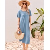 Ekouaer Long Nightgowns for Women Bamboo Viscose Short Sleeve House Dresses(Light Blue)