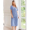 Ekouaer Long Nightgowns for Women Bamboo Viscose Short Sleeve House Dresses(Light Blue)