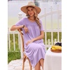 Ekouaer Long Nightgowns for Women Bamboo Viscose Short Sleeve House Dresses(Light Purple)