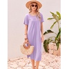 Ekouaer Long Nightgowns for Women Bamboo Viscose Short Sleeve House Dresses(Light Purple)