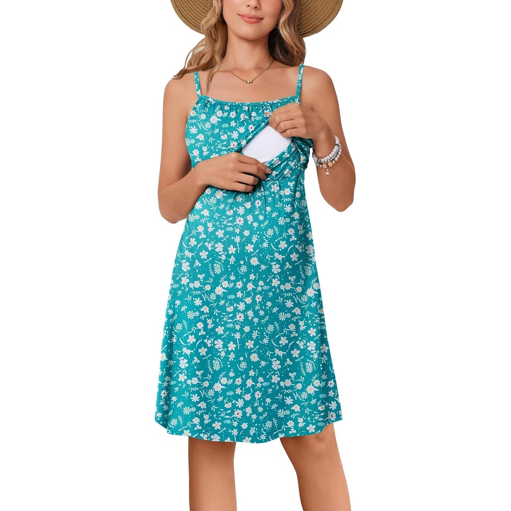 image:imageEkouaer Womens Nursing Dress Summer Breastfeeding Maternity ClothesWhite Small Floral