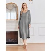 Ekouaer 2 Pack Women’s Nightgowns Long Sleeve Long Nightgowns for Women(Black+dark Grey)