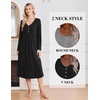 Ekouaer 2 Pack Women’s Nightgowns Long Sleeve Long Nightgowns for Women(Black+dark Grey)
