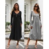 Ekouaer 2 Pack Women’s Nightgowns Long Sleeve Long Nightgowns for Women(Black+dark Grey)