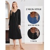 Ekouaer 2 Pack Women’s Nightgowns Long Sleeve Long Nightgowns for Women(Black+navy Blue)