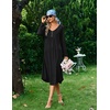 Ekouaer 2 Pack Women’s Nightgowns Long Sleeve Long Nightgowns for Women(Black+navy Blue)