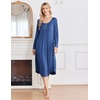 Ekouaer 2 Pack Women’s Nightgowns Long Sleeve Long Nightgowns for Women(Black+navy Blue)