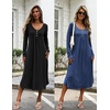 Ekouaer 2 Pack Women’s Nightgowns Long Sleeve Long Nightgowns for Women(Black+navy Blue)