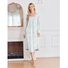 Ekouaer 2 Pack Women’s Nightgowns Long Sleeve Long Nightgowns for Women(Blue Flower+green Flower)