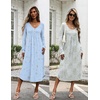 Ekouaer 2 Pack Women’s Nightgowns Long Sleeve Long Nightgowns for Women(Blue Flower+green Flower)