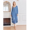 Ekouaer 2 Pack Women’s Nightgowns Long Sleeve Long Nightgowns for Women(Green Boho Flower+blue Boho Flower)