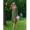 Ekouaer 2 Pack Women’s Nightgowns Long Sleeve Long Nightgowns for Women(Green Boho Flower+blue Boho Flower)