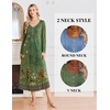 Ekouaer 2 Pack Women’s Nightgowns Long Sleeve Long Nightgowns for Women(Green Boho Flower+blue Boho Flower)