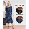 Ekouaer 2 Pack Women’s Nightgowns Long Sleeve Long Nightgowns for Women(Navy Flower+colorful Flower)