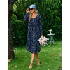 Ekouaer 2 Pack Women’s Nightgowns Long Sleeve Long Nightgowns for Women(Navy Flower+colorful Flower)
