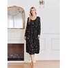 Ekouaer 2 Pack Women’s Nightgowns Long Sleeve Long Nightgowns for Women(Navy Flower+colorful Flower)