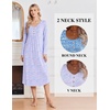 Ekouaer 2 Pack Women’s Nightgowns Long Sleeve Long Nightgowns for Women(Purple Flower+blue Flower)