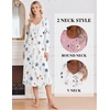 Ekouaer 2 Pack Women’s Nightgowns Long Sleeve Long Nightgowns for Women(White Flower+pink Flower)