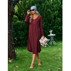 Ekouaer 2 Pack Women’s Nightgowns Long Sleeve Long Nightgowns for Women(Wine Red+black Red Plaid)