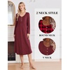 Ekouaer 2 Pack Women’s Nightgowns Long Sleeve Long Nightgowns for Women(Wine Red+black Red Plaid)