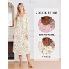 Ekouaer 2 Pack Women’s Nightgowns Long Sleeve Long Nightgowns for Women(Yellow Flower+pink White Flower)