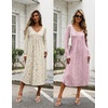 Ekouaer 2 Pack Women’s Nightgowns Long Sleeve Long Nightgowns for Women(Yellow Flower+pink White Flower)
