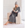 Ekouaer 3 Pack Long Sleeve Full Length Chest Pocket Nightgowns for Women(Black&deep Gray&black Flower)
