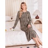 Ekouaer 3 Pack Long Sleeve Full Length Chest Pocket Nightgowns for Women(Black&deep Gray&leopard)