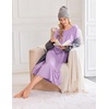Ekouaer 3 Pack Long Sleeve Full Length Chest Pocket Nightgowns for Women(Black&lilac&purple Flower)