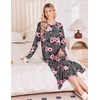 Ekouaer 3 Pack Long Sleeve Full Length Chest Pocket Nightgowns for Women(Black&lilac&purple Flower)
