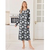 Ekouaer 3 Pack Long Sleeve Full Length Chest Pocket Nightgowns for Women(Black&navy Blue&black Flower)
