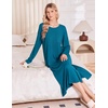Ekouaer 3 Pack Long Sleeve Full Length Chest Pocket Nightgowns for Women(Black&wine Red&blue Green)