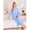 Ekouaer 3 Pack Long Sleeve Full Length Chest Pocket Nightgowns for Women(Light Blue&pink&pink Flower)