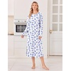 Ekouaer 3 Pack Long Sleeve Full Length Chest Pocket Nightgowns for Women(Pink Flower&blue Flower&white Flower)