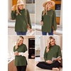 Ekouaer 3 Packs Maternity Shirts Split Side Pregnancy Workout Tops(3pcs- Black + Army Green + Dirty Pink)