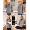 Ekouaer 3 Packs Maternity Shirts Split Side Pregnancy Workout Tops(3pcs- Black + Army Green + Grey)