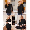Ekouaer 3 Packs Maternity Shirts Split Side Pregnancy Workout Tops(3pcs- Black + Army Green + Grey)