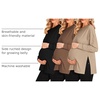 Ekouaer 3 Packs Maternity Shirts Split Side Pregnancy Workout Tops(3pcs- Black + Brown + Khaki)